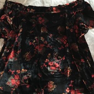 Loft Velvet Velour Off Shoulder Floral Top